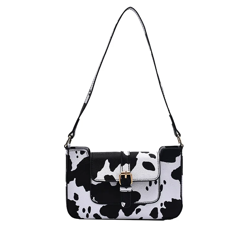 

Women Summer Trend Cow Print Shoulder Bag Fashion Stripe Black White Color Chain Handbag Personality Zebra Pattern Bags