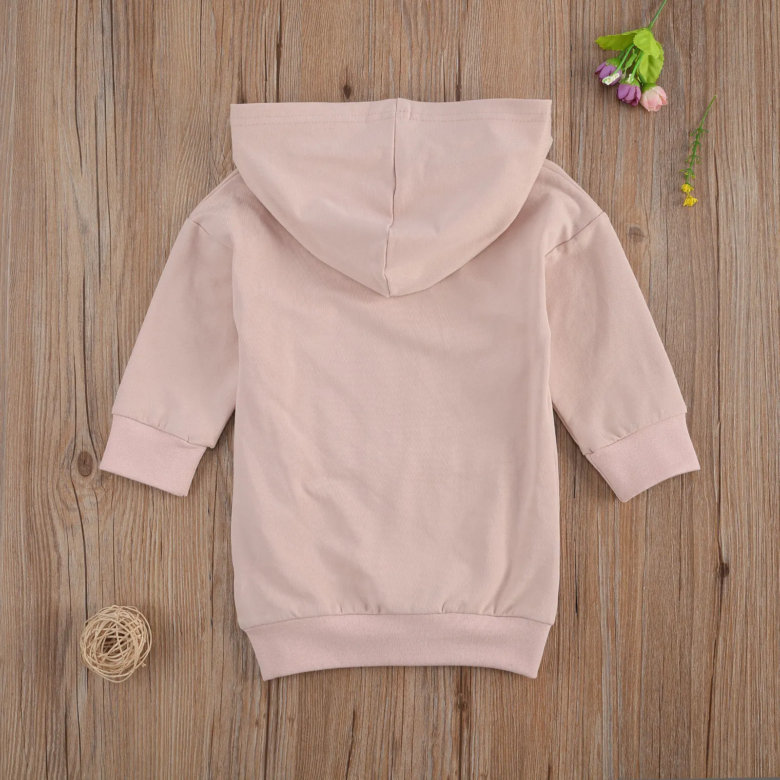 Autumn Fashion Kids Girls Hoodies Dress Outfits 1-5Y Solid Long Sleeve Pullover Pocket Long Length Straight Dress