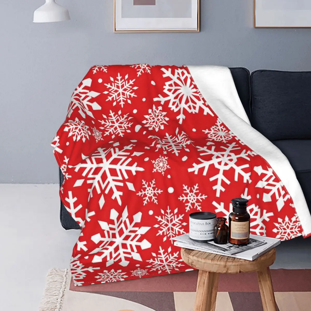 

Одеяло с белым снегом, Рождественский Современный супер теплый портативный Плед унисекс, для спальни, офиса, покрывало