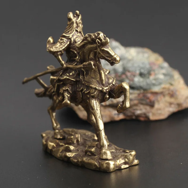 1X Ретро Китайский медный Бог богатства Guan Gong Рисунок Статуя Статуэтка миниатюрное украшение для домашнего офиса стола
