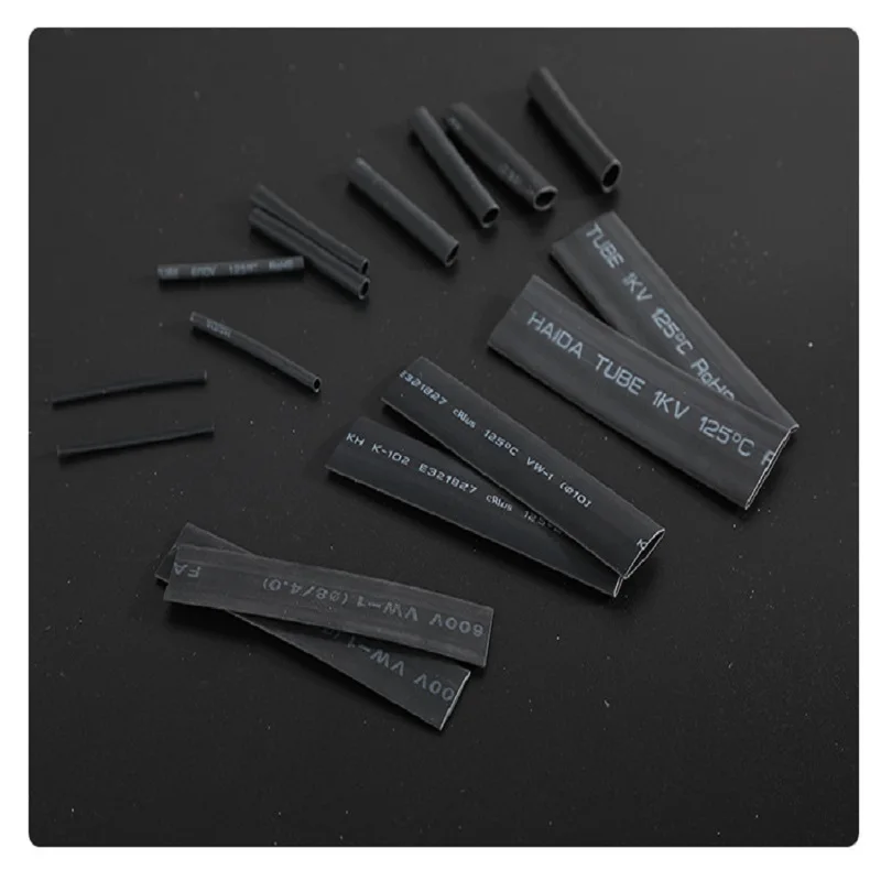 328 шт./лот черная Полиолефиновая термоусадочная трубка Корпус кабеля провод и