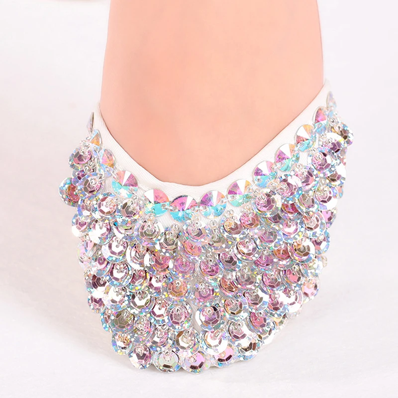 

New Arrival Haff-sole Belly Dance Shoes With Sequins Rhinestones For Ballet / Latin / Dancing High Quality Shiny Dancing