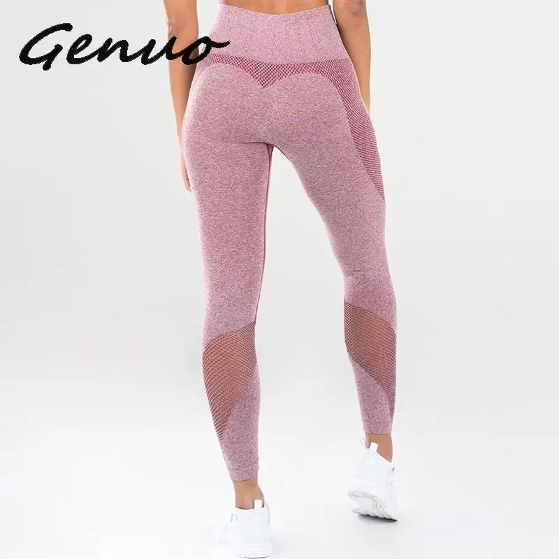 

Genuo New 2019 Fitness Seamless Leggings For Women Legging Hollow Out Leggings Breathable Jeggings Women Pants 4Color