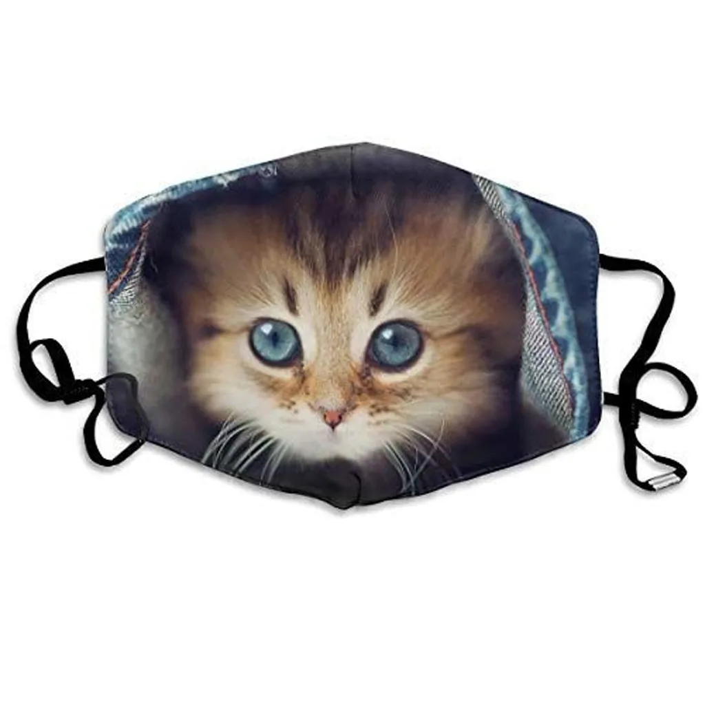 

5PCS 3D Cat Print Face Mask Women Men Protective PM2.5 Dust Mouth Mask Washable Reusable Mask Respirator Fashion Fabric Masks
