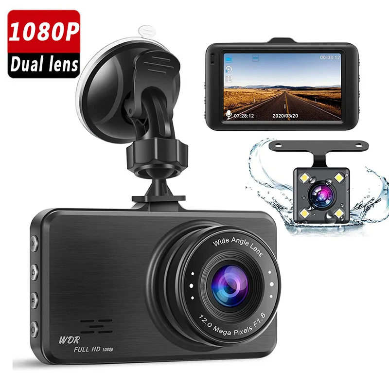 

2021 Upgraded 1080P 3 Inch Car DVR Driving Recorder FHD Dual Camera Dash Cam with 170° Wide Angle WDR G-Sensor Loop Recording