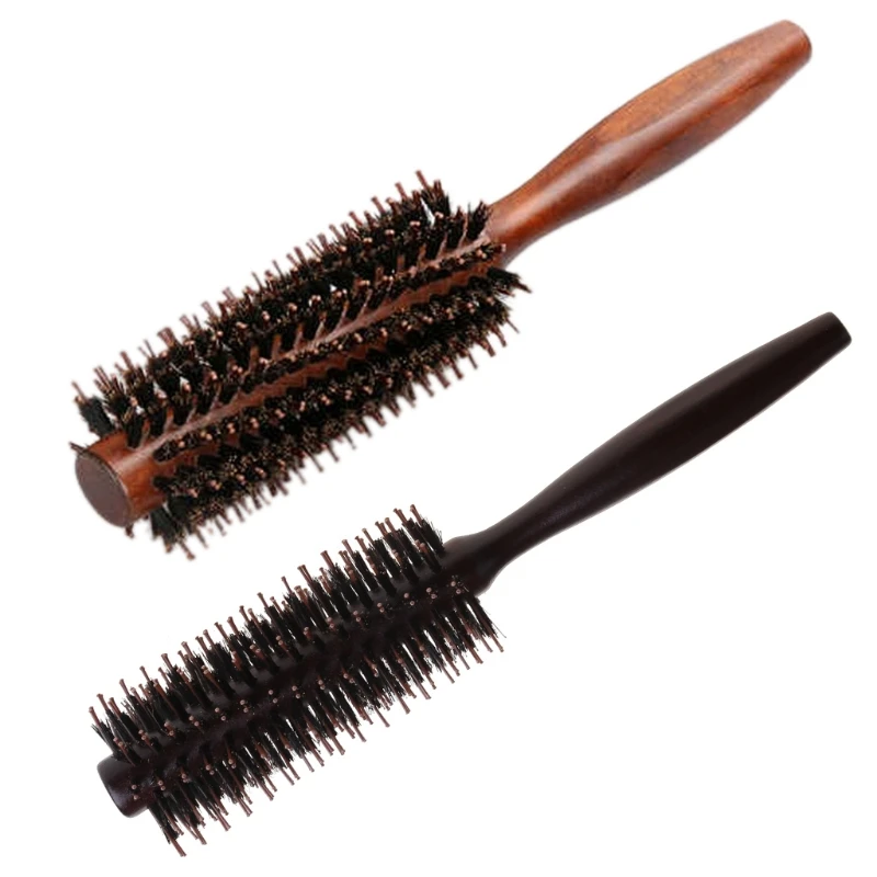 

H7JC 6 Types Straight Twill Hair Comb Natural Boar Bristle Rolling Brush Round Barrel Blowing Curling DIY Hairdressing Styling