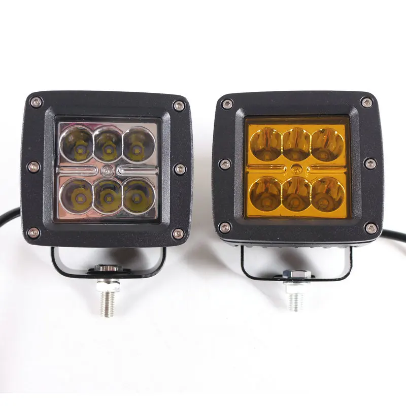 

LY8 3inch 18W Square Led Work Lights White Yellow Cars SUV Trucks Cubic Dually Spot Beams Off road SUV Tractor Boat Trucks 12V 2