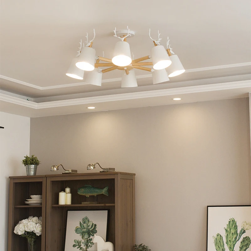 Современная Минималистичная люстра с рогами в скандинавском стиле лампа E27 из