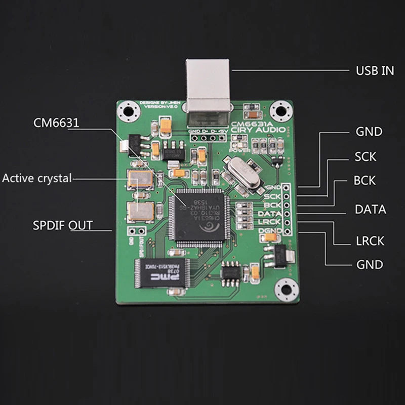 Модуль карты цифрового интерфейса CM6631A USB ЦАП плата к выходу IIS SPDIF 24 бит