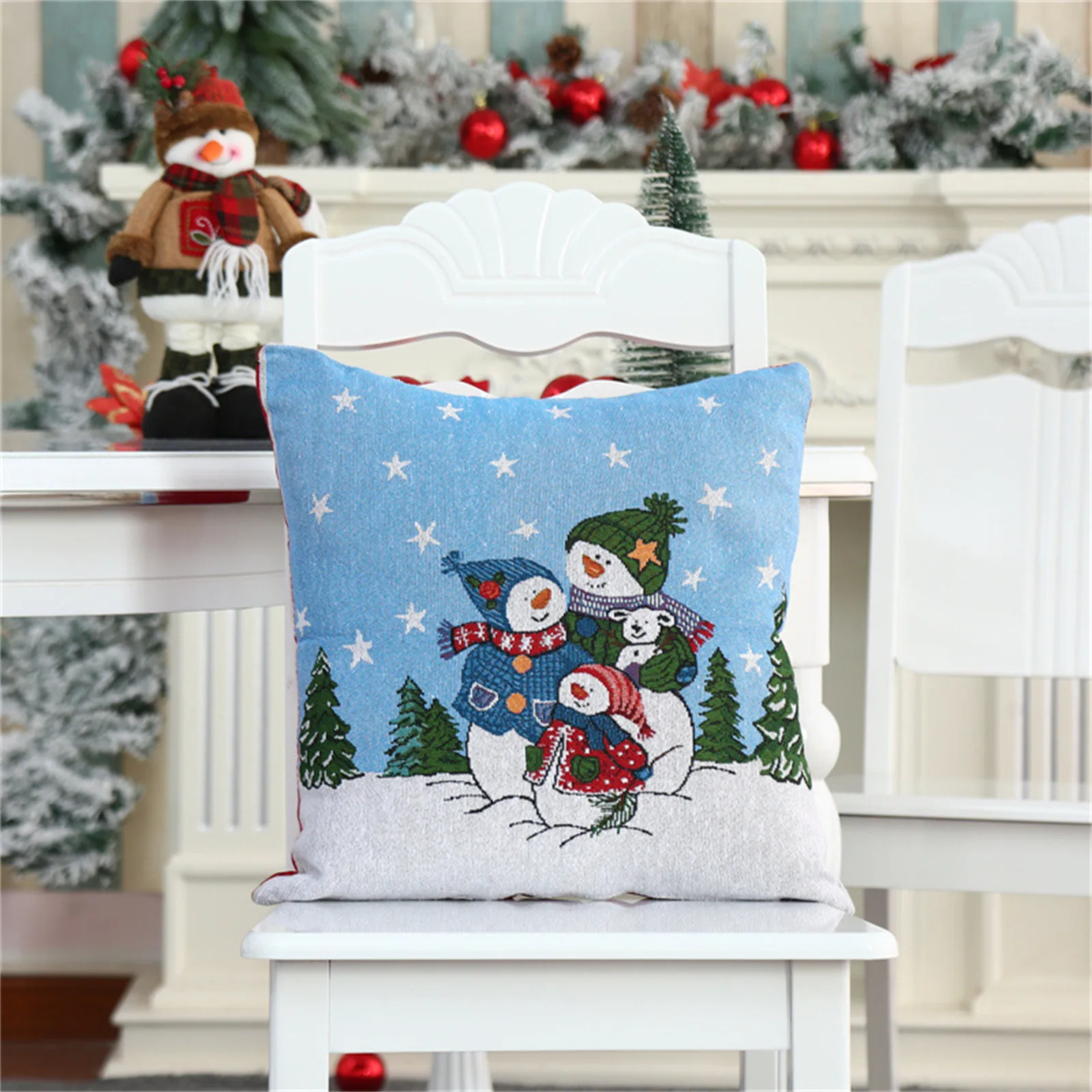 

Рождественская декоративная наволочка, 18x18 дюймов, хлопковая и льняная Рождественская наволочка