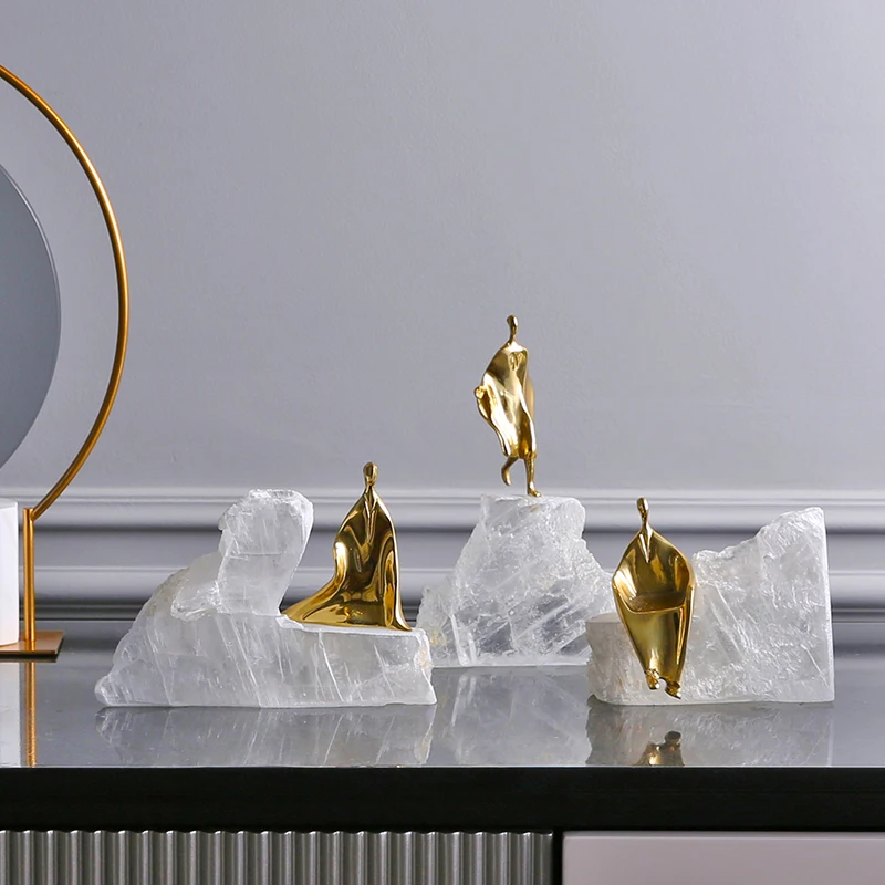 

Креативная медная подставка с абстрактным персонажем на натуральном шпате, Ремесленная статуэтка, предметы декора для дома, комнаты, офиса,...