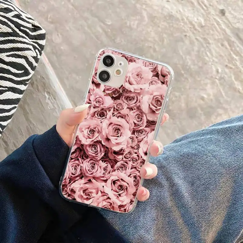 

Retro cartoon artistic flower Phone Case For iphone 12 11 8 7 6s 6 5 5s 5c se plus mini x xs xr pro max Transparent soft
