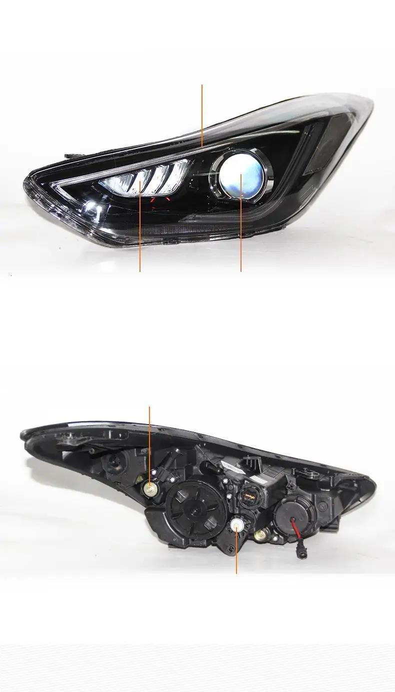 Drl Automovil автозапчасти Cob Стайлинг светодиодные дневные ходовые боковые поворотники фары автомобильные фары в сборе для hyundai Elantra