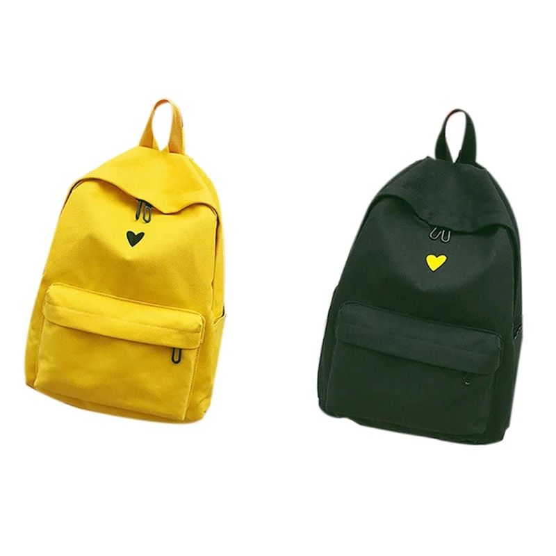 Женский рюкзак холщовый с принтом сердца корейский стиль Студенческая дорожная