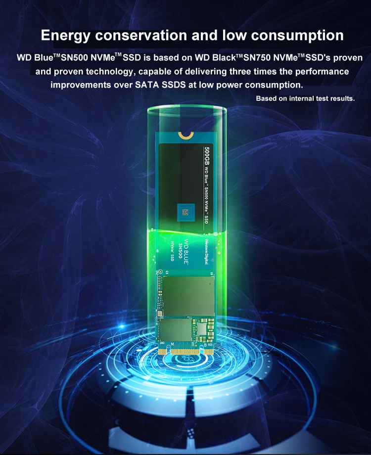 Western Digital Blue SN500 SSD 250 ГБ 500 Гб M.2 2280 NVMe PCIe Gen3* 2 Внутренний твердотельный накопитель для настольного компьютера/ноутбука