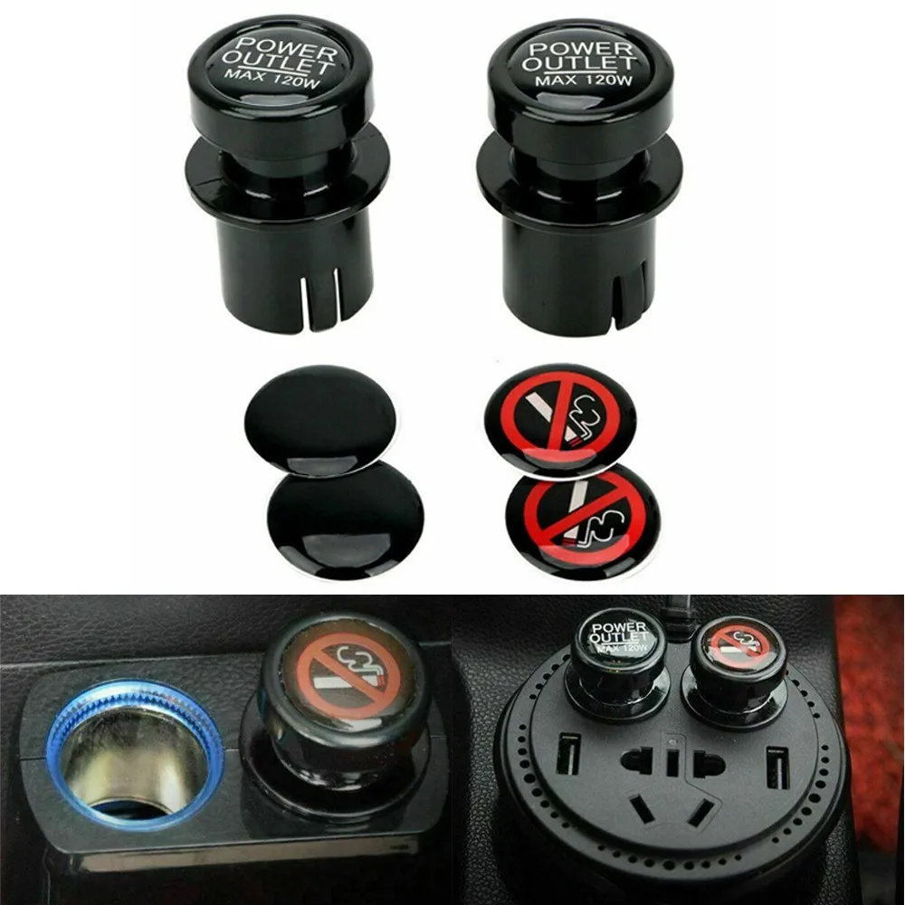 

2x Pair Car Cigarette Lighter Plug Outlet Cover Cap 12v Socket 21MM Universal Interior Mouldings Interior Accessories