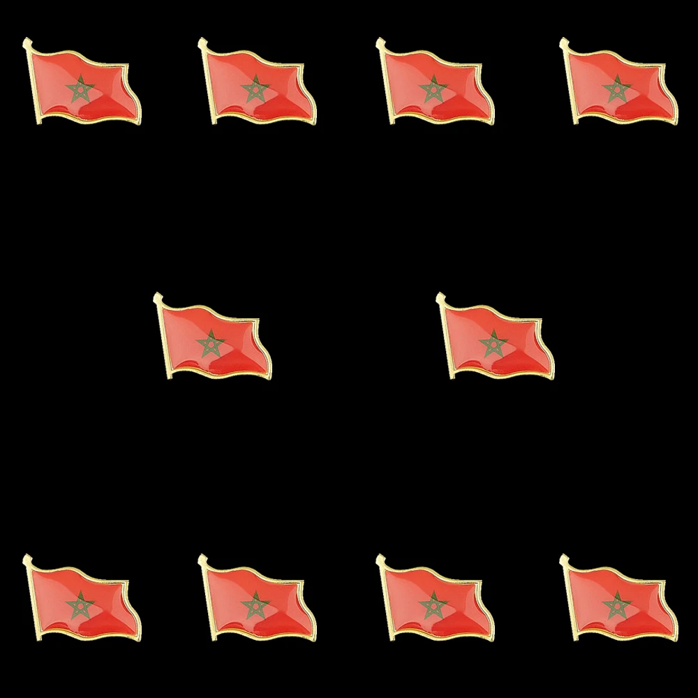 

10PCS The Kingdom of Morocco Country Waving Flag Lapel Pin 19 x 21mm Hat Tie Tack Badge Lapel Pin Brooch Badge