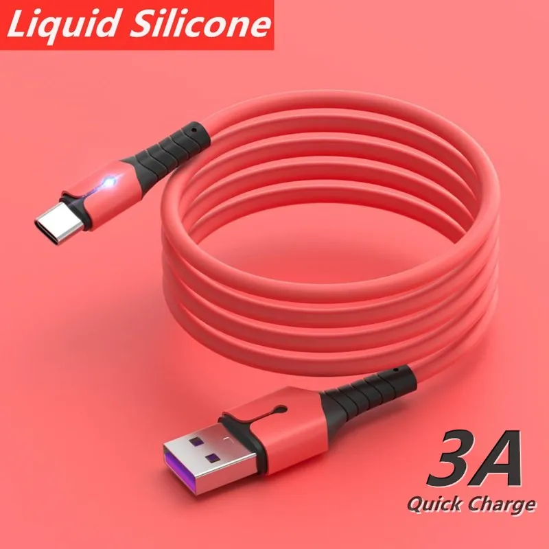 3A жидкий силикон Кабель с разъемом Micro USB Type C кабель для быстрой подзарядки Samsung