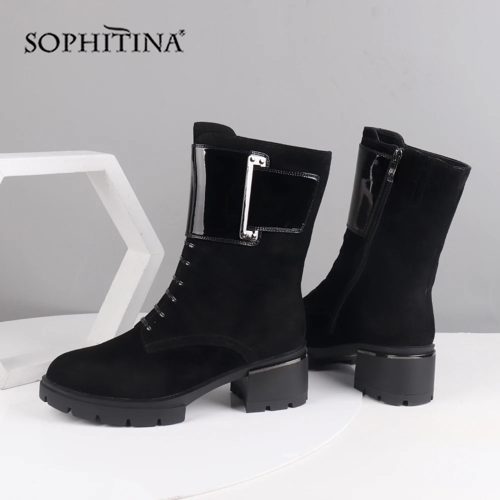 SOPHITINA/ботинки специального дизайна Модная удобная замшевая обувь на молнии с