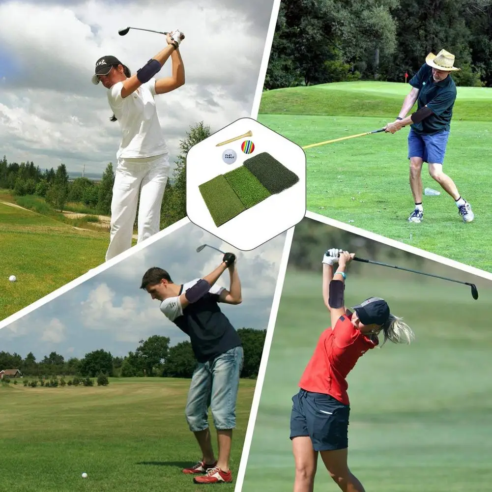 

Golf Hitting Mat Foldable Practice Putting Turf Grass Mat Pad Indoor Outdoor Tri-Turf Golf Grass with Tees Portable Durable