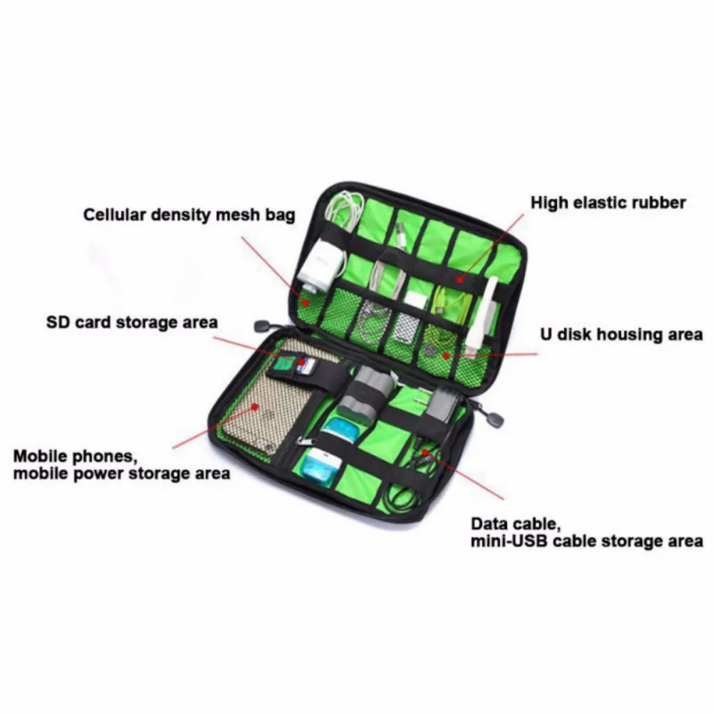Digital Storage Bag USB Data Cable Organizer Earphone Wire Pen Power Bank Kit Case Pouch for Outdoor Travel Hiking Camping | Спорт и