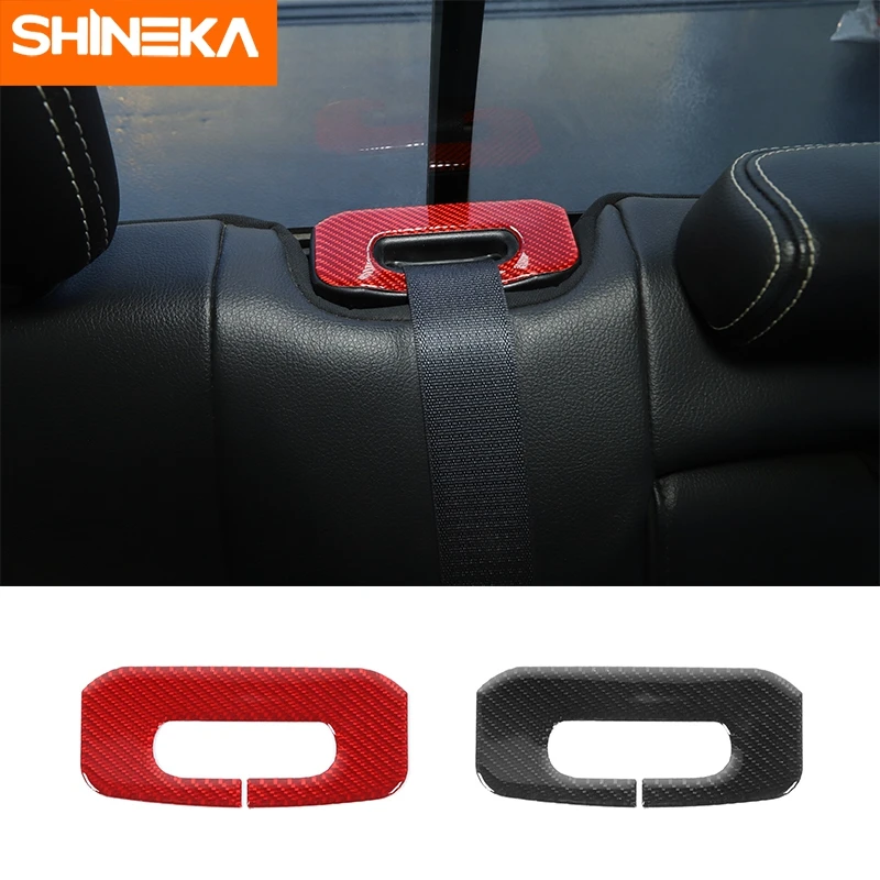 

SHINEKA Real Carbon Fiber Car Rear Seat Safety Belt Buckle Decoration Cover Stickers For Dodge Ram 1500 2010-2015 Accessories