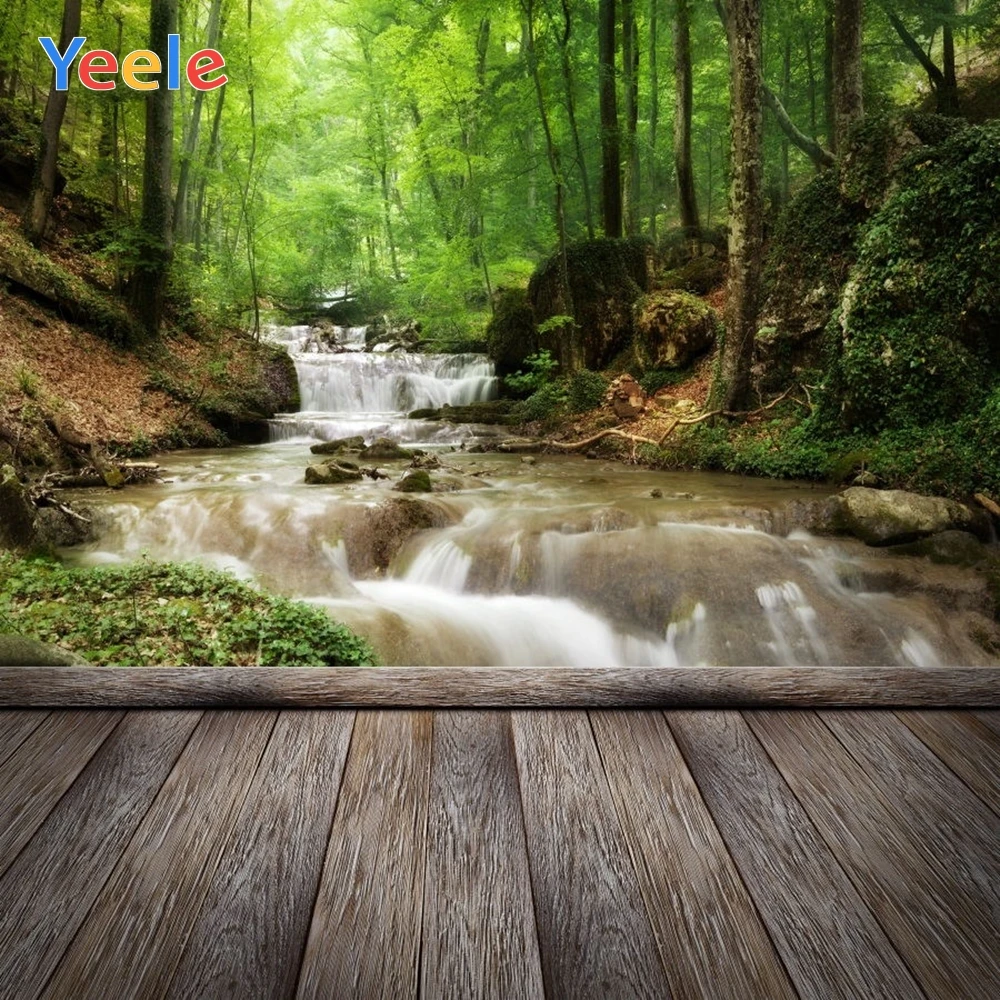 

Forest Jungle River Nature Scenery Scene Wood Floor Baby Portrait Backdrop Photography Backdrops Vinyl Photographic Background