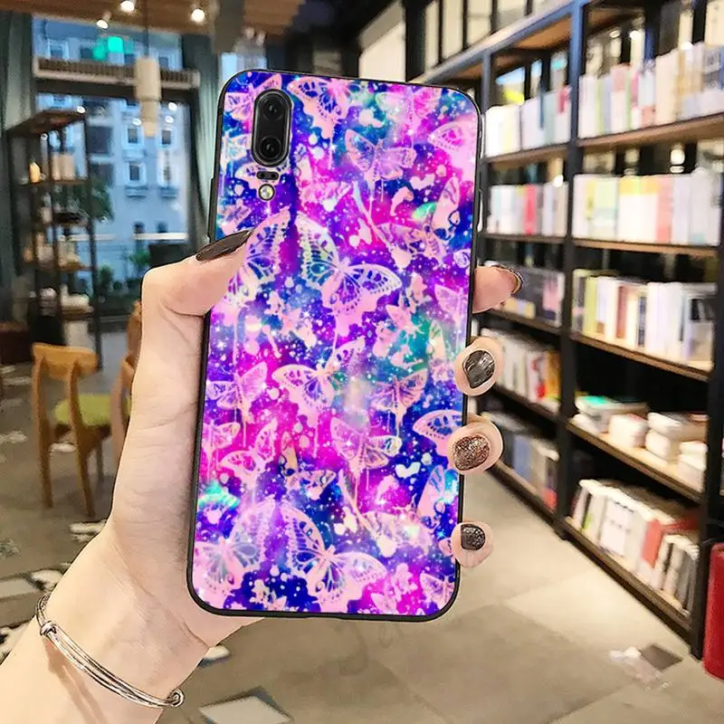 

Shiny colorful butterfly art Phone Case For Huawei honor Mate P 10 20 30 40 Pro 10i 9 10 20 8 x Lite