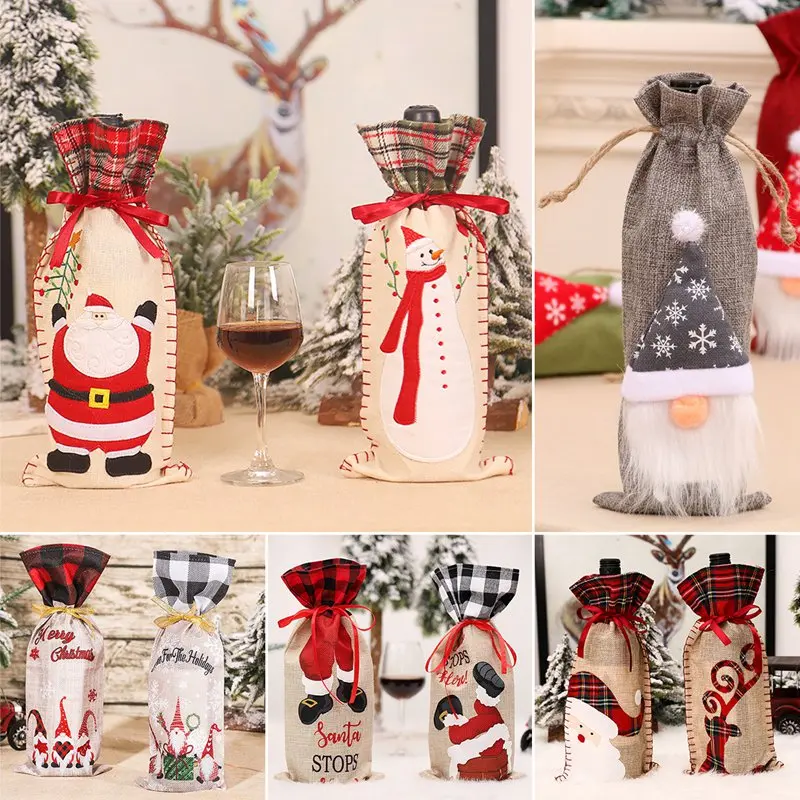 

Christmas Wine Bottle Cover Merry Christmas Decorations For Home Cristmas Ornament Xmas Table Decor new year2021 Navidad Gift