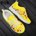 Женские повседневные туфли на плоской подошве FORUDESIGNS, желтые кроссовки для медсестер, Подсолнух, пчела, модель EMT, дизайнерские мягкие кроссовки для девочек, износостойкие кроссовки для женщин