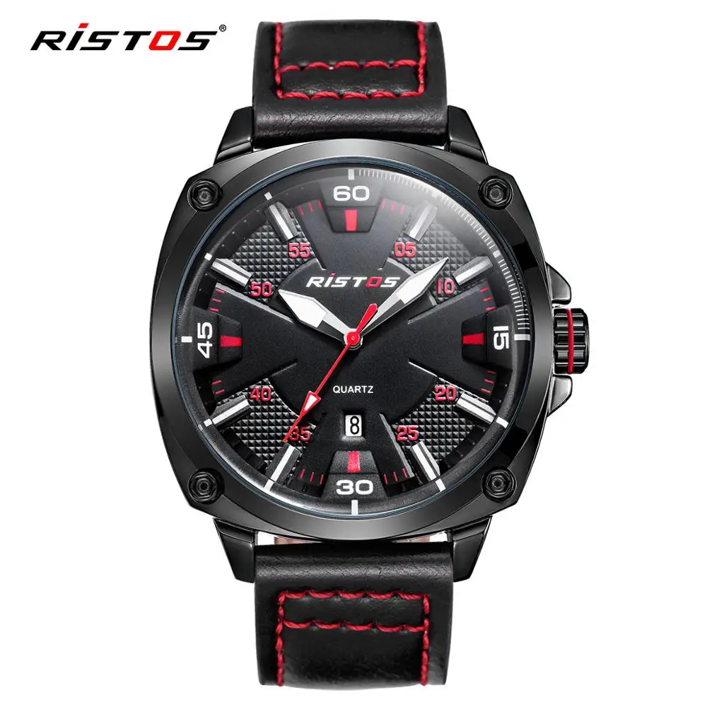 RISTOS 2020 кварцевые часы повседневные из натуральной кожи роскошные Reloj Masculino Hombre