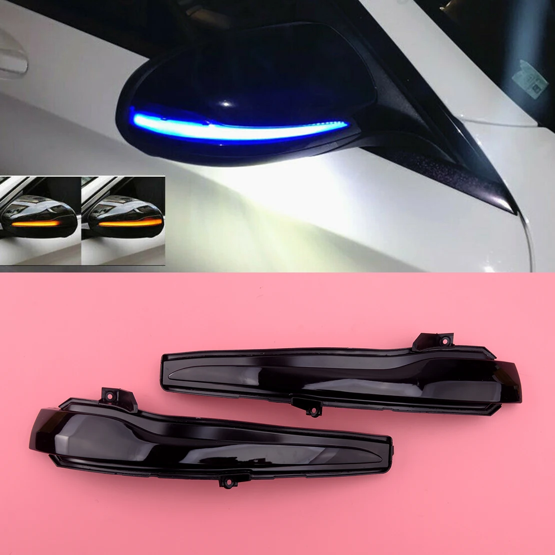 

2pcs/set Dynamic Yellow & Blue Side Mirror Turn Signal Light Fit for Benz C S GLC E W205 W222 X253 W213 2016 2017 2018