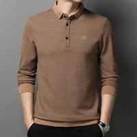 2022 autumn new mens polo shirt business casual lapel long sleeve t shirt mens combed cotton quality mens wear