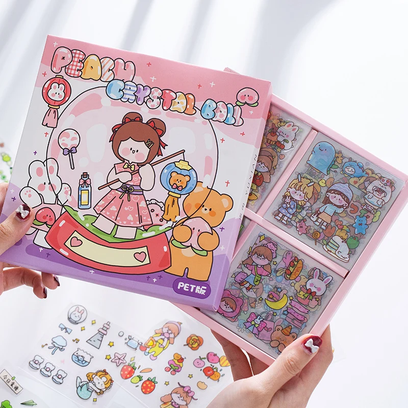 

Yoofun Kawaii Stickers Cute Girl Sticker Cartoon Label for Scrapbooking Journal Decoration Dual Materials PET+ Washi Paper