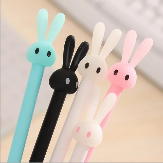 

48pcs/lot Lovely rabbit gel pen black ink pen School Gift Stationery Office Supply 0.38mm Free Shipping