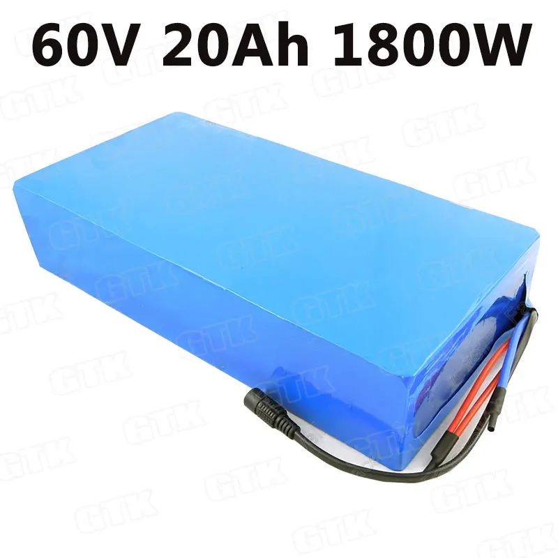 Мощный байк, способный преодолевать Броды батарея 60v 20ah литиевая батарея с BMS 1500 Вт для электрического двигателя, фара для электровелосипеда в самоката+ 3A зарядное устройство