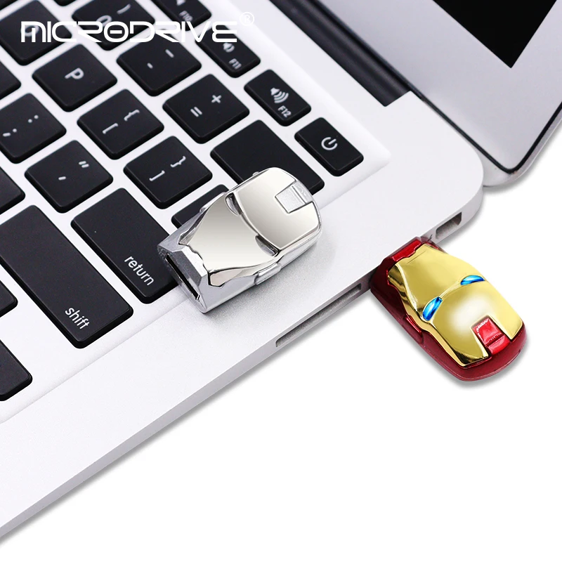 Железный человек, USB флеш-накопитель, 8 ГБ, 16 ГБ, 32 ГБ, 64 ГБ, 128 ГБ, металлический USB флеш-накопитель, светодиодный светильник, флеш-накопители, флеш-накопители, мужской подарок