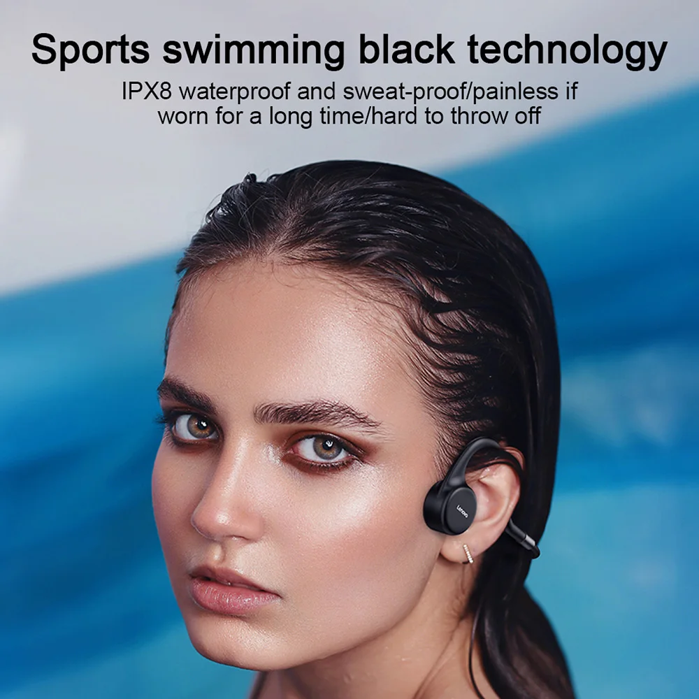 Lenovo X5 Bone Conduction Headphone IPX8 Waterproof Swimming Diving Earphone With Micphone Built-in Memory 8G MP3 Music Player |