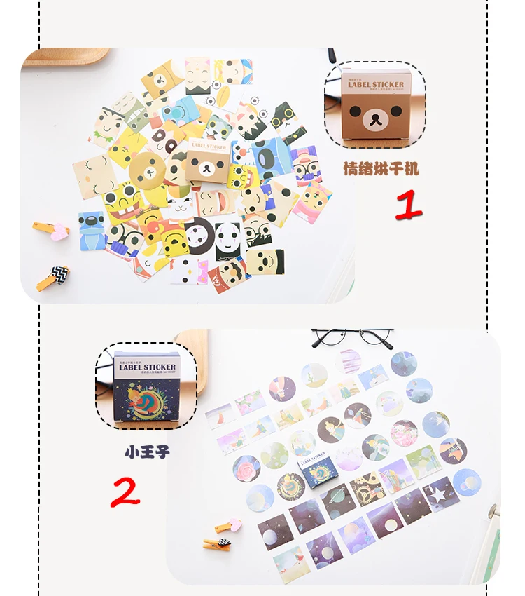 40 шт. набор основных креативных наклеек с рисунками японский стиль кот цветок