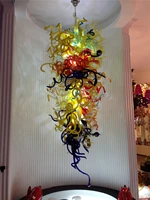 modern crystal ceiling light ac led chihuly style stained glass chandelier for house decoration