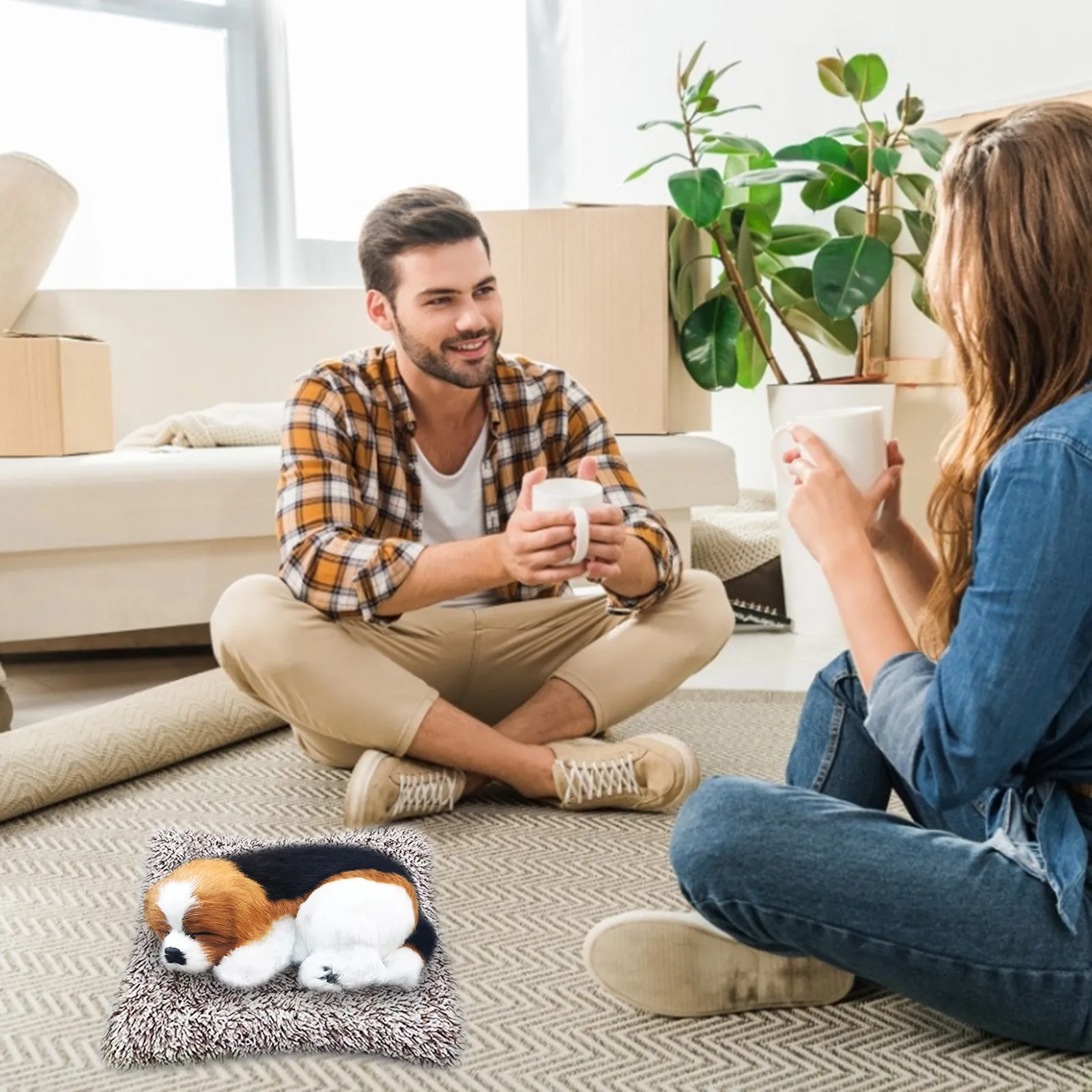 Modelslarge Plush Toy Simulation Dog Doll Sleeping Car Decor Children Home Accessories Desktop Model Birthday Gif | Дом и сад