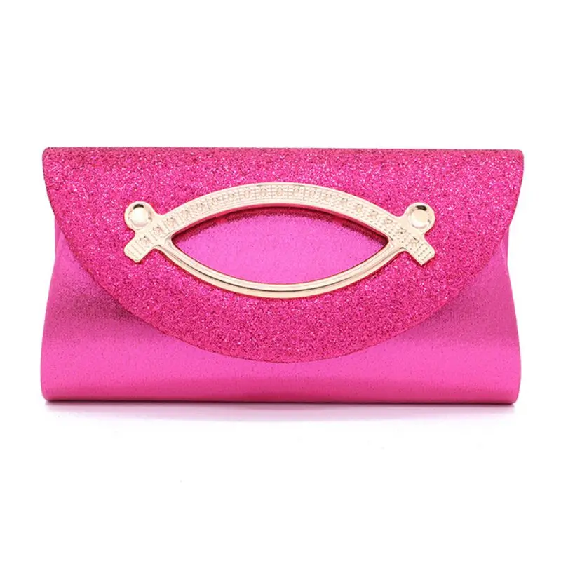hot pink Для женщин блестками вечерняя сумочка, сумка Свадебная вечеринка свадебные сцепления портмоне сумки через плечо - Цвет: hot pink