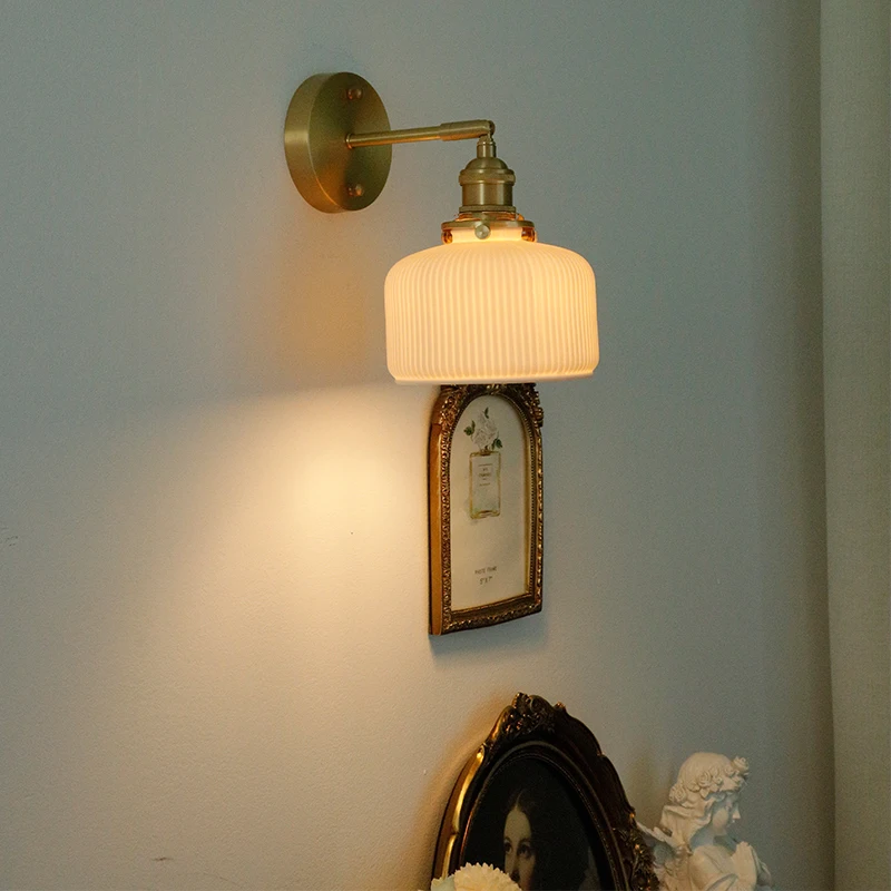 Латунь Керамика бра исследование Спальня прикроватные светильники Туалет