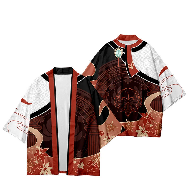 Кимоно казуха из игры дженшин ударт каэдехара Xiao Косплей юката Летние