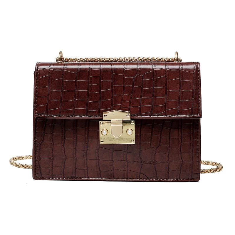 

Crocodile Pattern Crossbody Bags for Women 2021 Mini Chain Handbags Small Bag PU Leather Hand Bag Ladies Designer Shoulder Bag