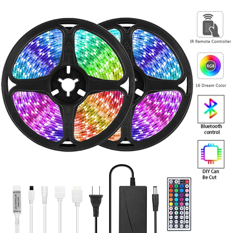 

RGB LED Strip Light Bluetooth RGB LED Tape 5050 LED Ribbon 12v Neon Strip Not Waterproof Light Strip for Room Wall Bedroom
