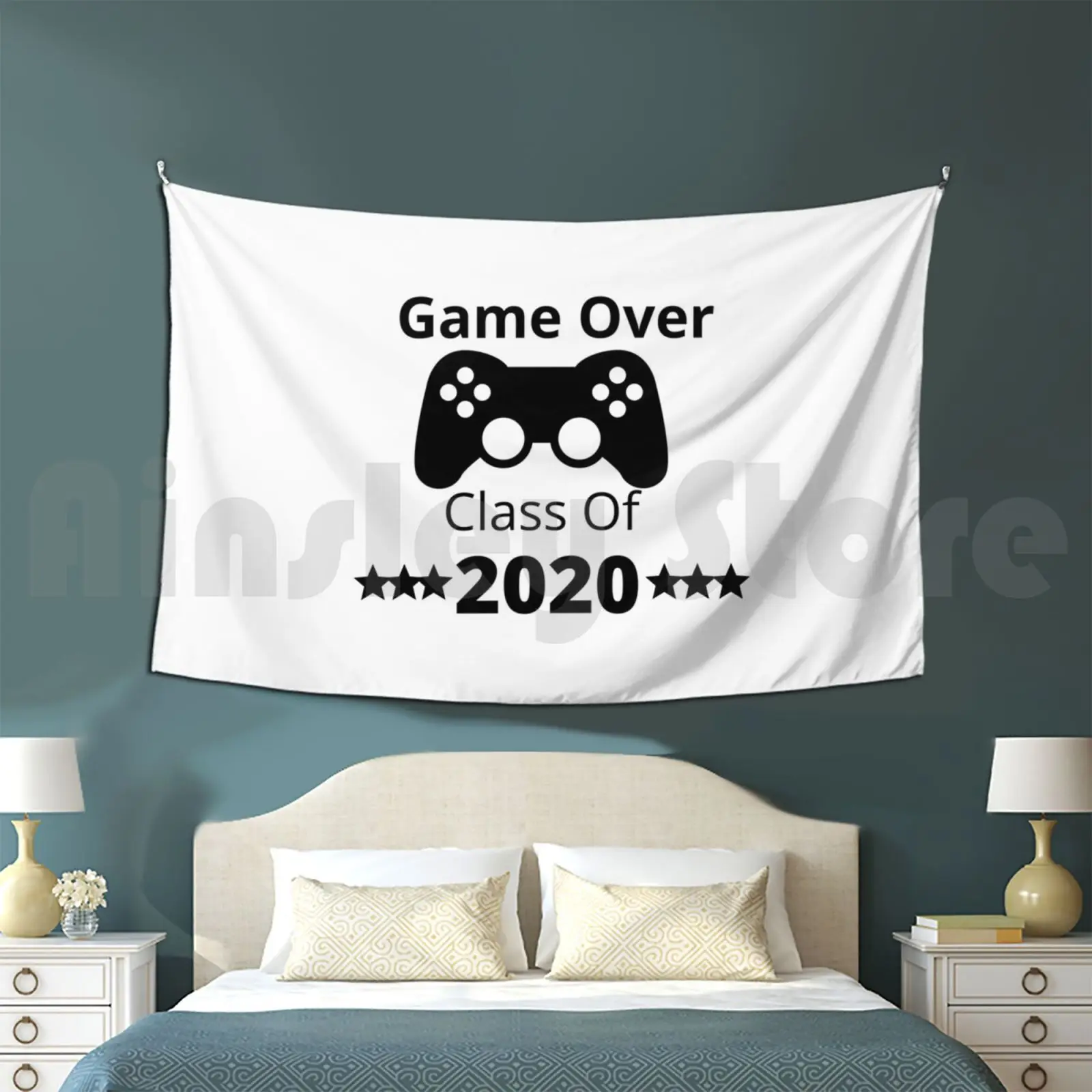 

Game Over Class Of 2020 Shirt Students Funny Graduation Gift Tapestry Living Room Bedroom Graduation Class Game
