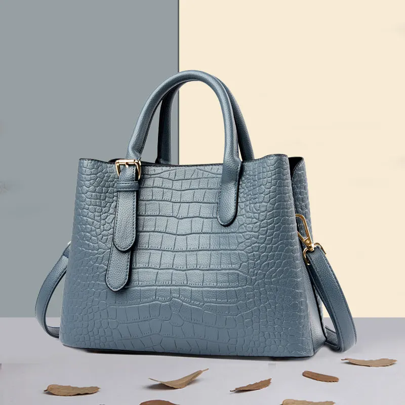 

Purses and Handbags for Women Ladies Fashion Crocodile Pattern PU Leather Top Handle Satchel Shoulder Tote Bags
