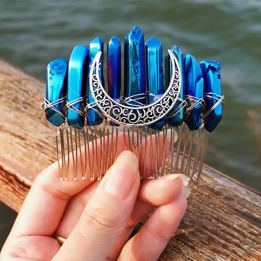 

1PC Colorful Crystal Stone 20 Teeth Hair Comb For Female Bride Headwear Supplies