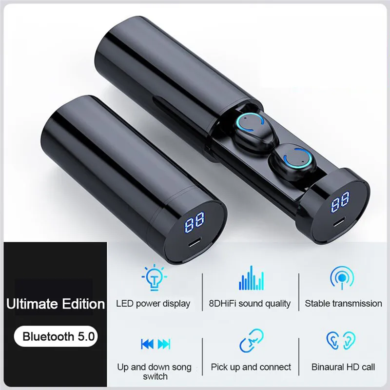 8D стерео шумоподавляющие беспроводные наушники TWS 5 0 Bluetooth светодиодный